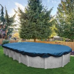 Midwest Canvas - Oval Winter Pool Cover, 10 Year Warranty, Blue -Professional Pool Care Shop Oval Winter Pool Cover 10 Year Warranty Blue 1