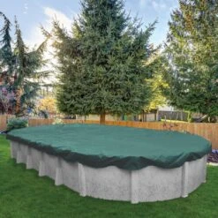 Midwest Canvas - 16' X 32' Oval Winter Pool Cover, 12 Year Warranty, Green -Professional Pool Care Shop Oval Winter Pool Cover 12 Year Warranty Green 17