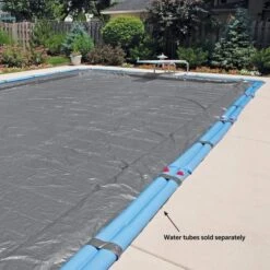 Midwest Canvas - Rectangle Winter Pool Cover, 16 Year Warranty, Silver -Professional Pool Care Shop Rectangle Winter Pool Cover 16 Year Warranty Silver 3